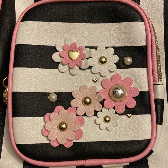 NWOT BETSEY JOHNSON mini flowered stripped convertible backpack - Picture 2 of 8